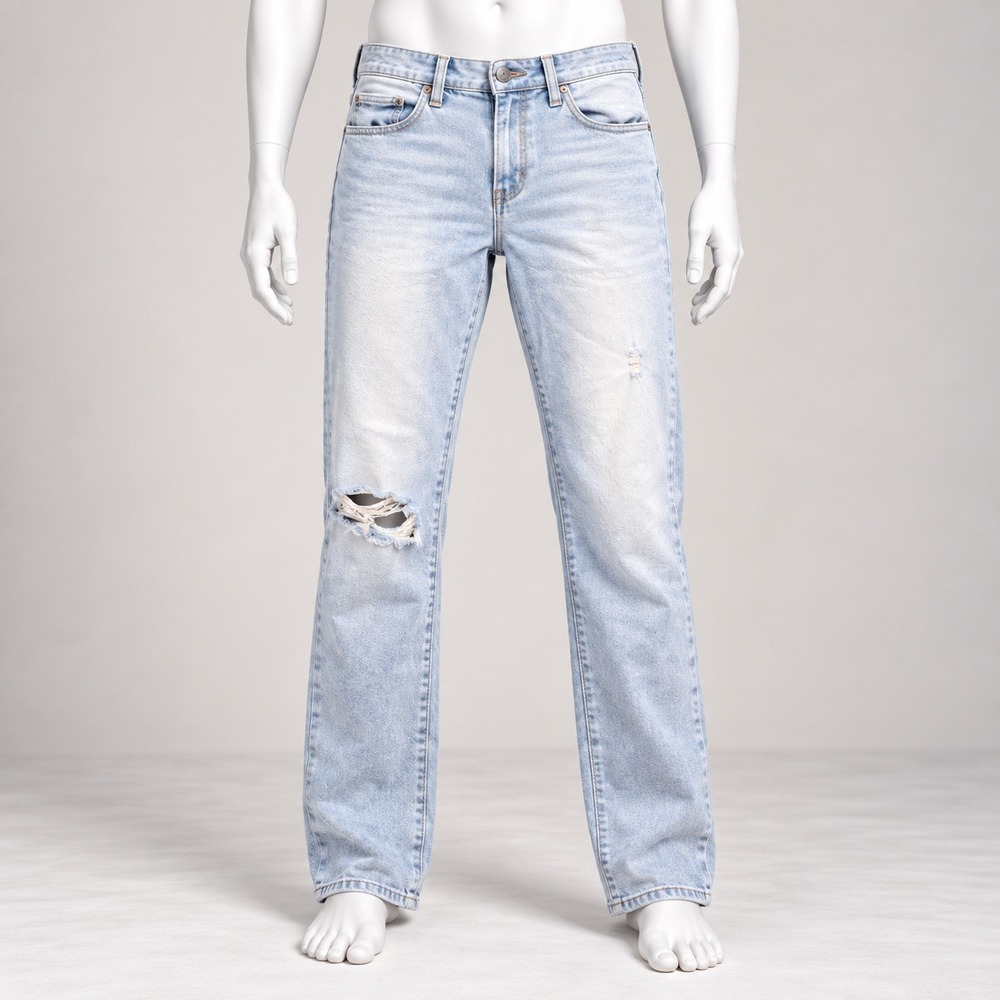 RSQ High Rise Ankle Skinny Jeans Womens 1/25 Light Blue Distressed Ripped Denim